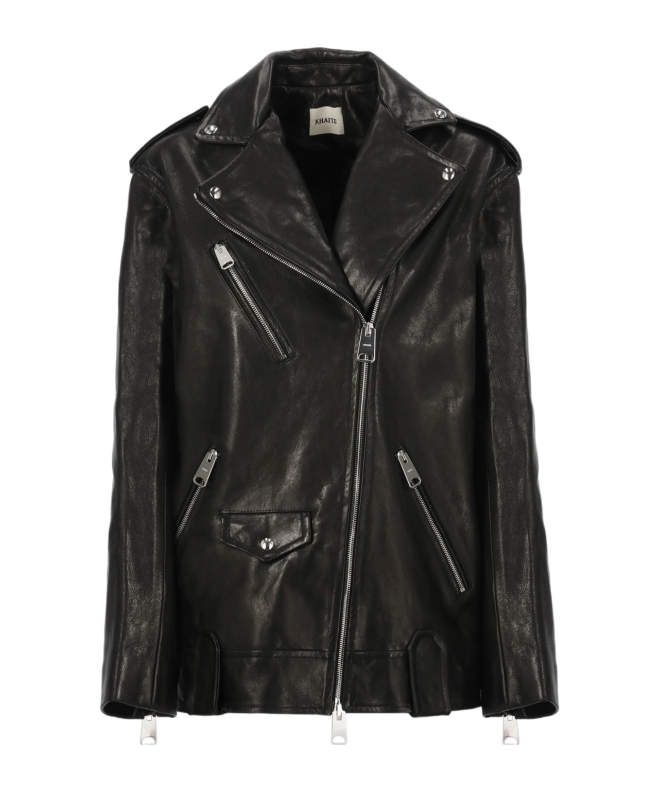 Khaite The Hanson Off-centre Leather Jacket In Black