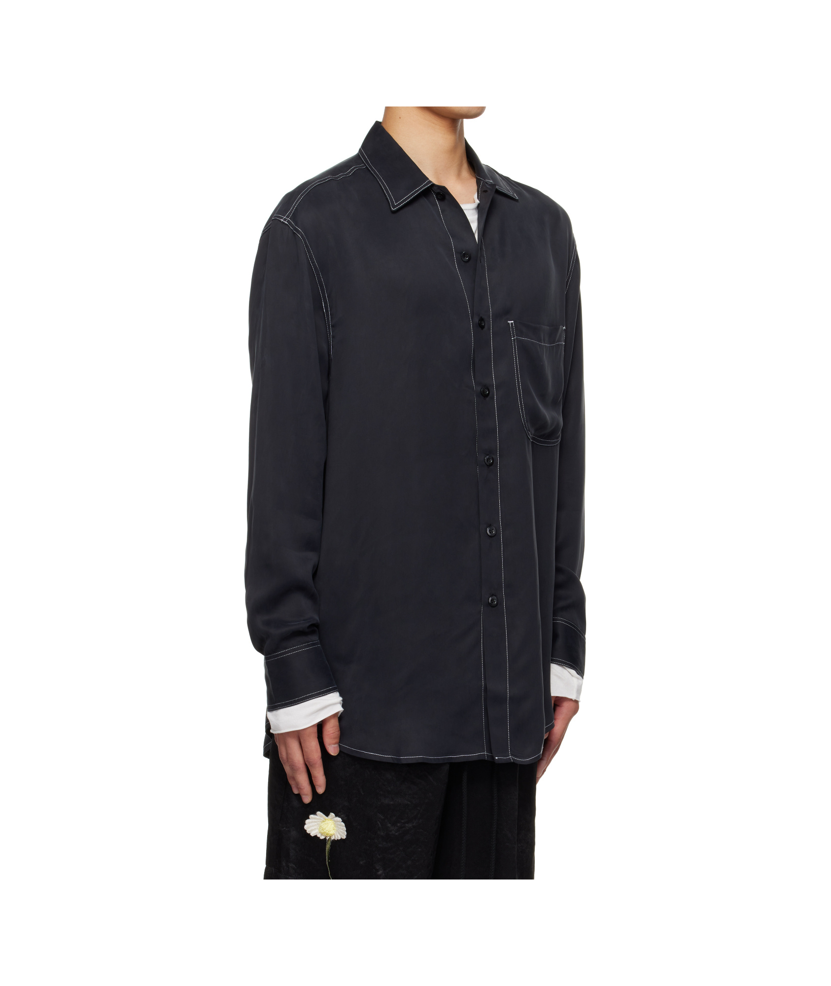 Song For The Mute Long Sleeve Button-up Shirt In Black