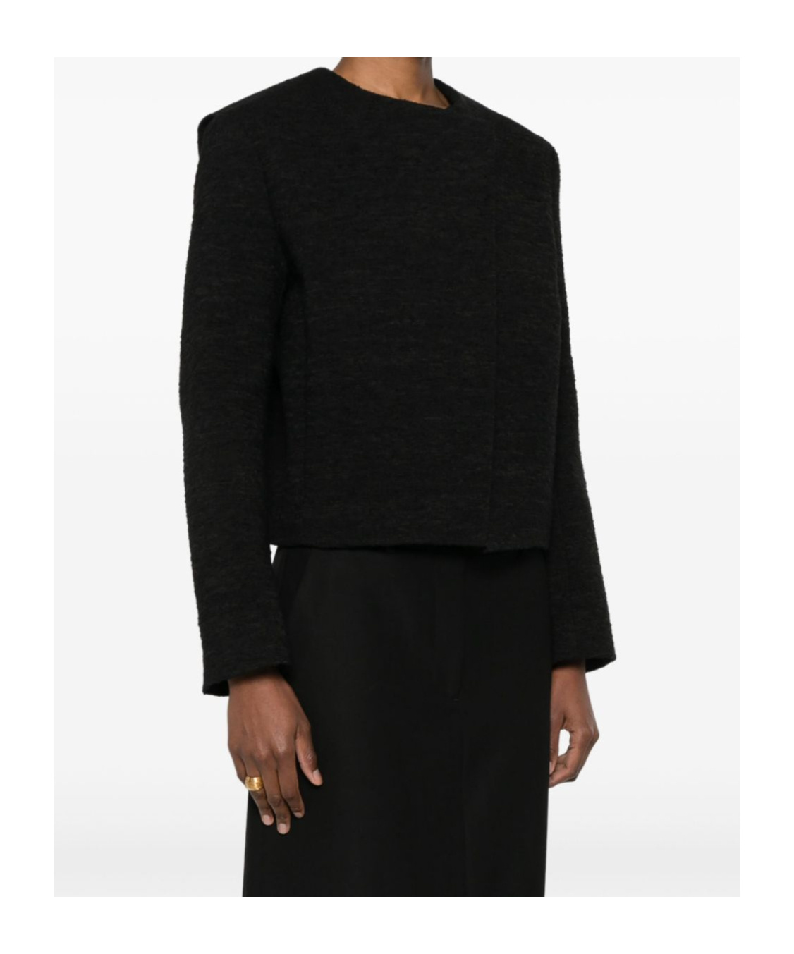 Totême Cropped Bouclé Jacket In Black
