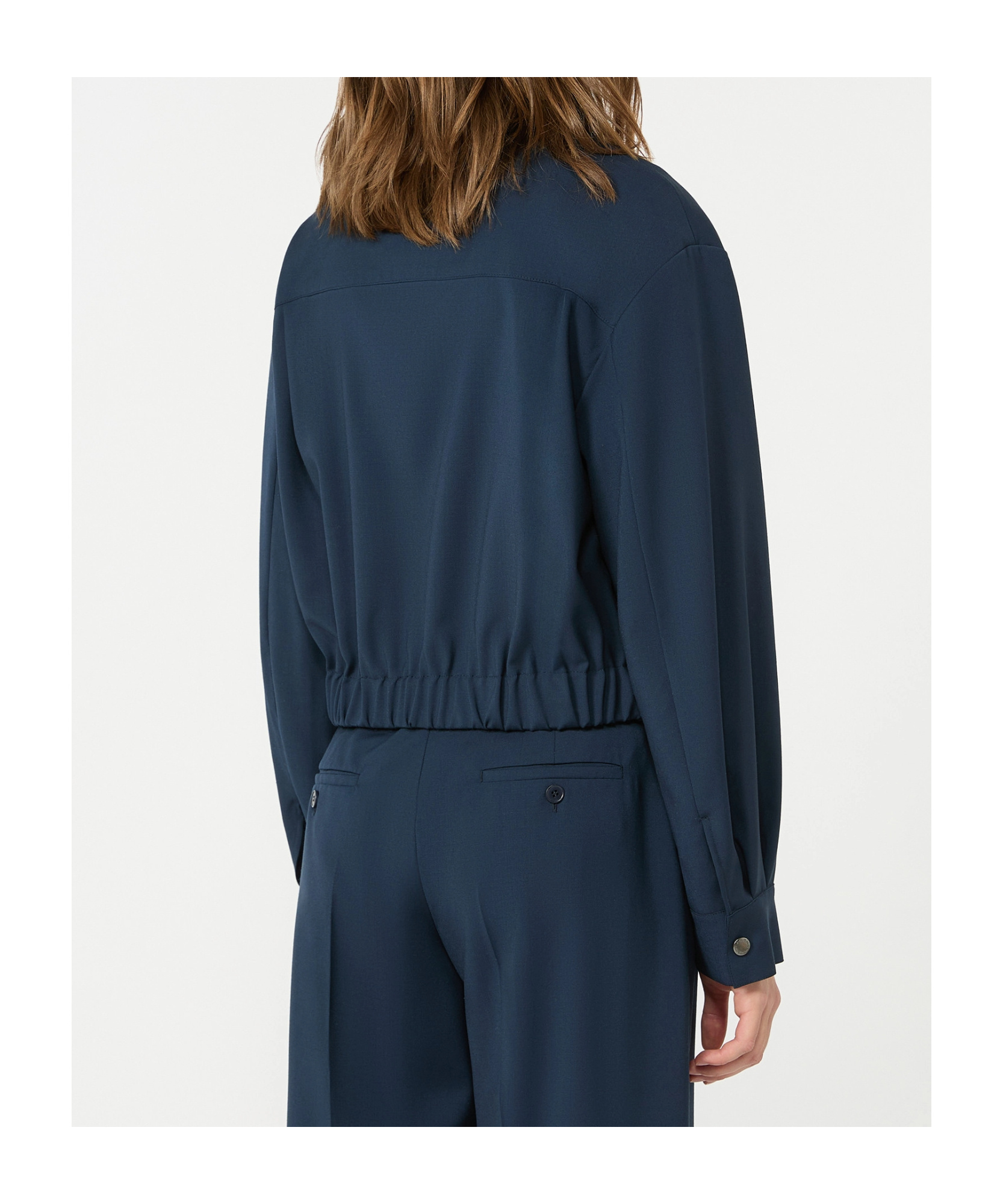 Weekend Max Mara Cropped Wool Jacket In Blue