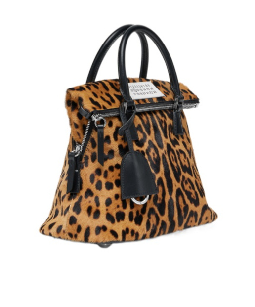 Maison Margiela 5ac Leopard Calf-hair Mini Bag In Brown