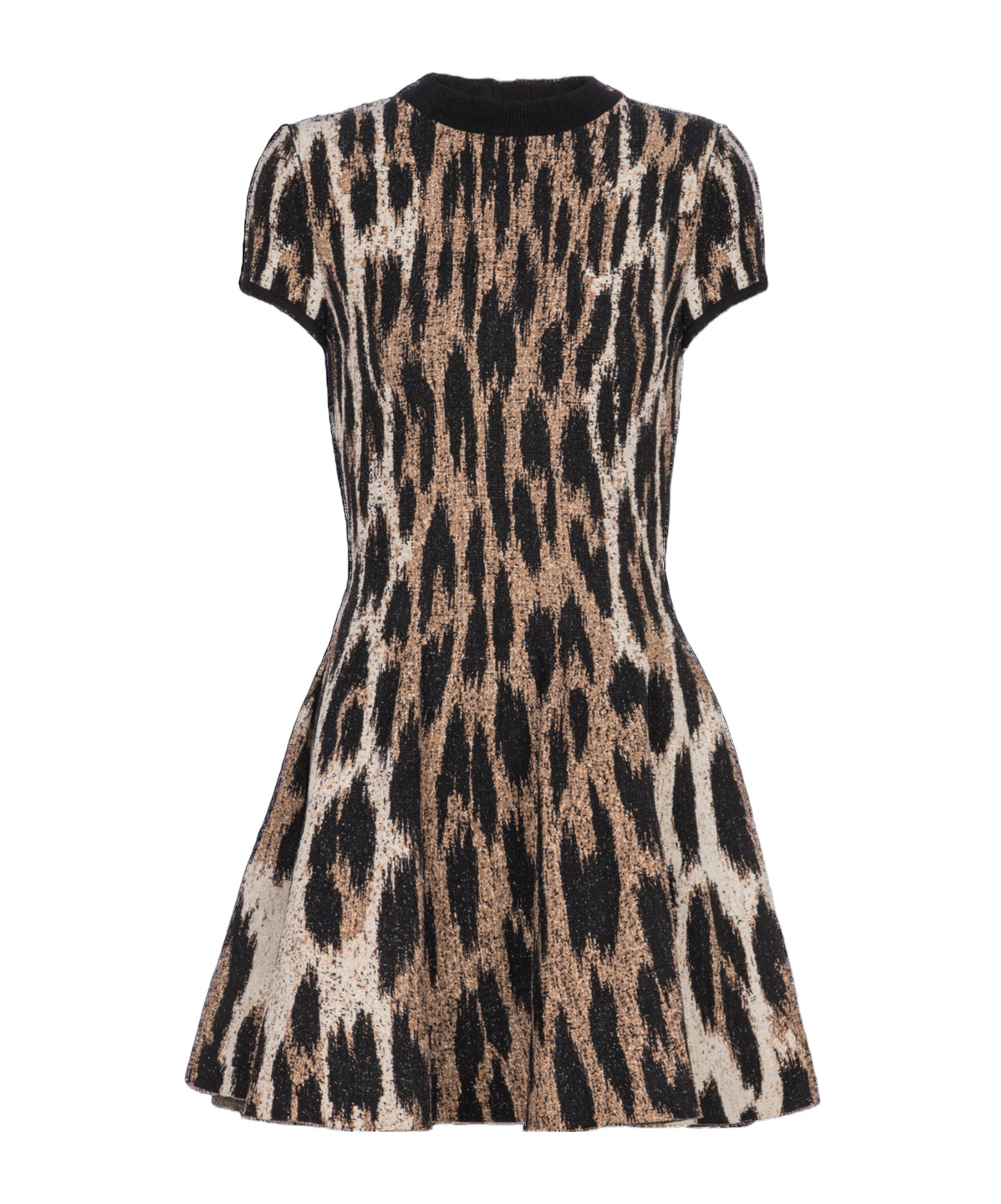 Balmain A-line Leopard Print Jacquard Dress In Animal Print