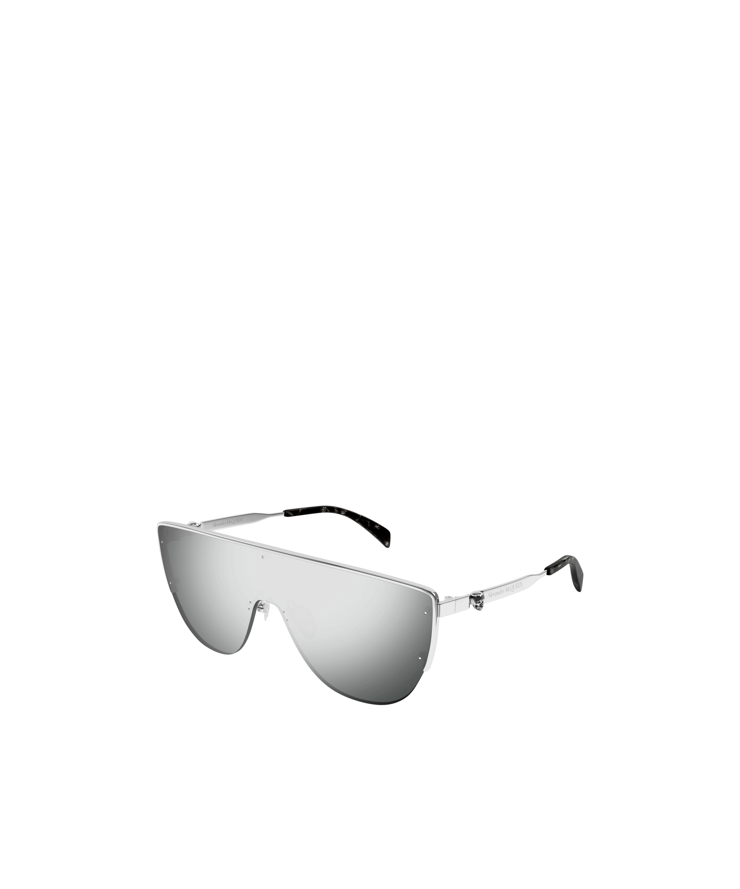 Alexander Mcqueen Skull-stud Shield-frame Sunglasses In White
