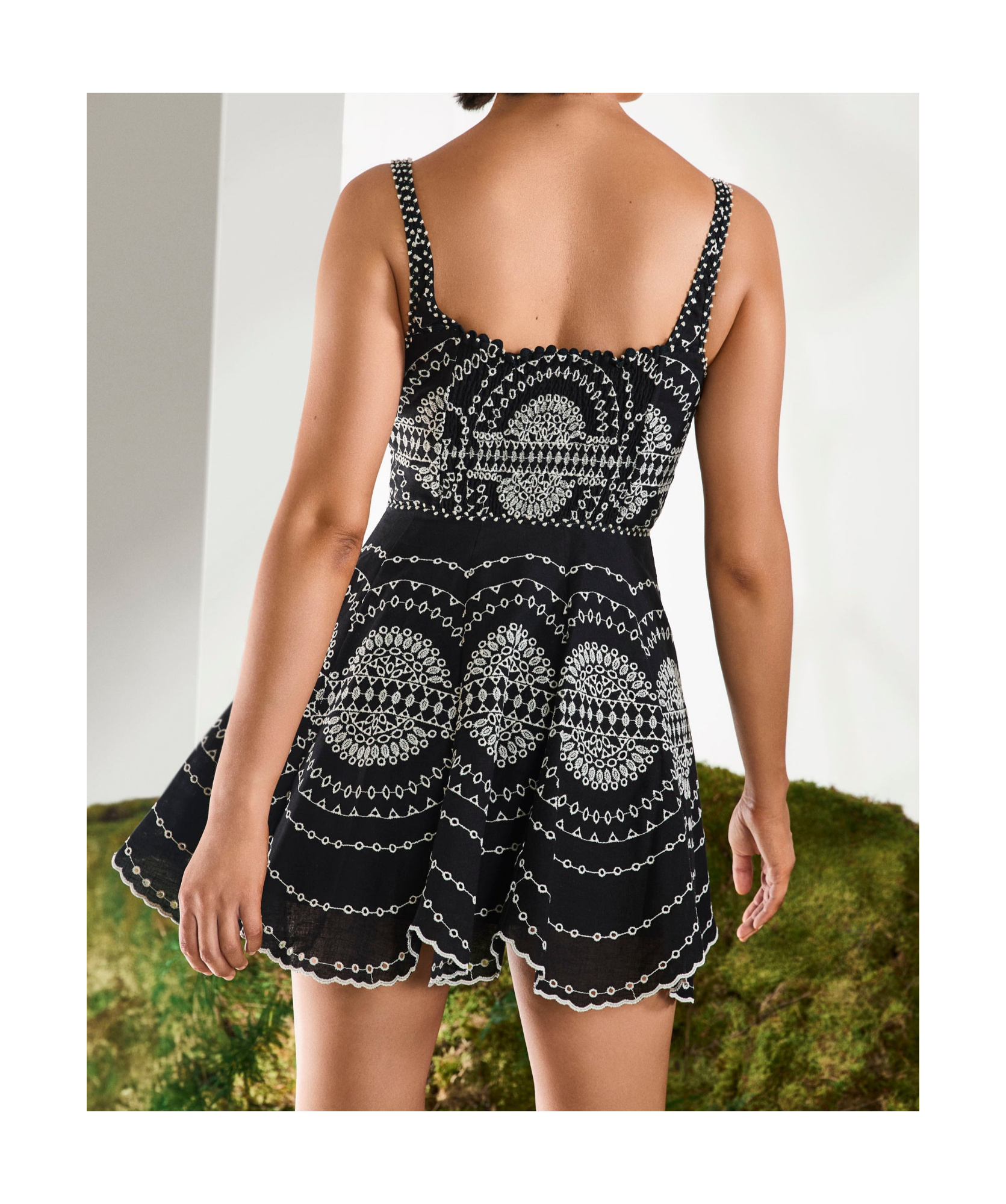 Charo Ruiz Winnie Broderie Anglaise Cotton-blend Mini Dress In Black
