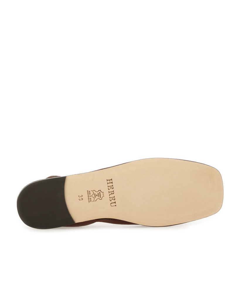 Hereu Elasticated Detail Square-toe Flat Shoes In Brown