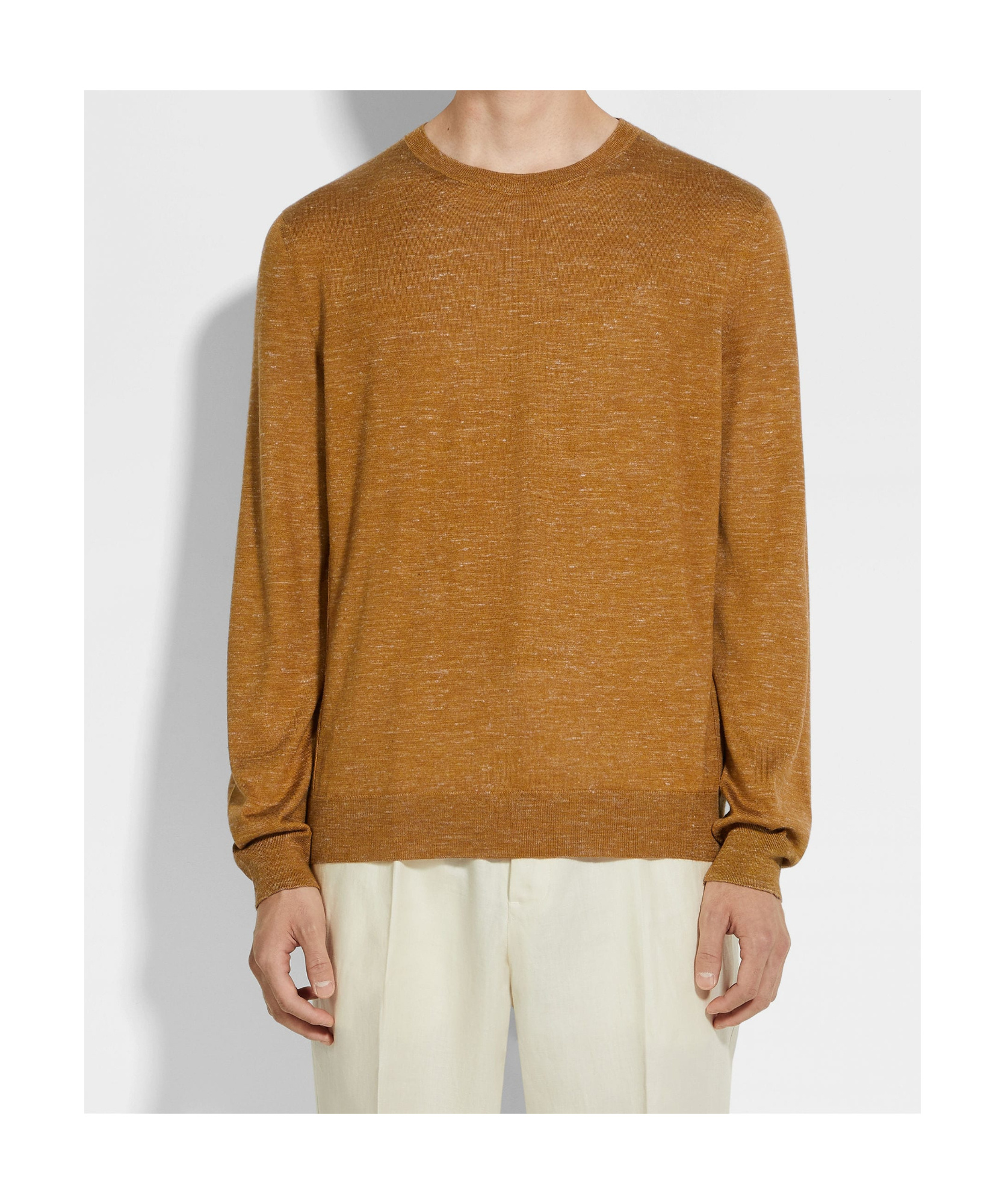 Zegna Crewneck Knitted Jumper In Brown