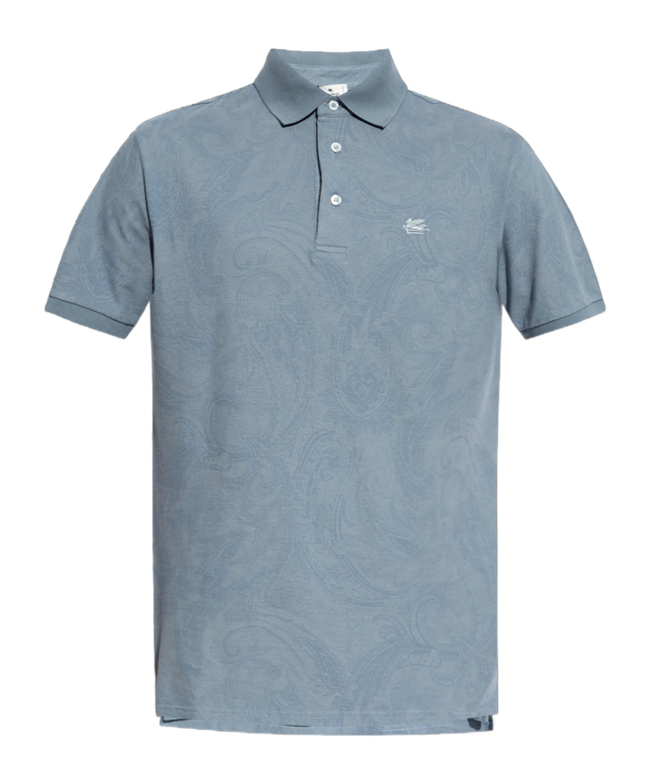 Etro Paisley-print Cotton-piqué Polo Shirt In Blue