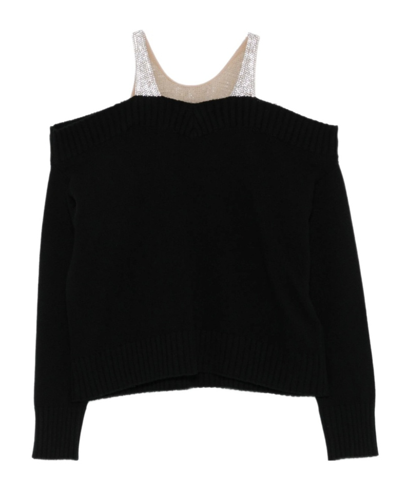 Giuseppe Di Morabito Crystal-embellished Off-shoulder Jumper In Black