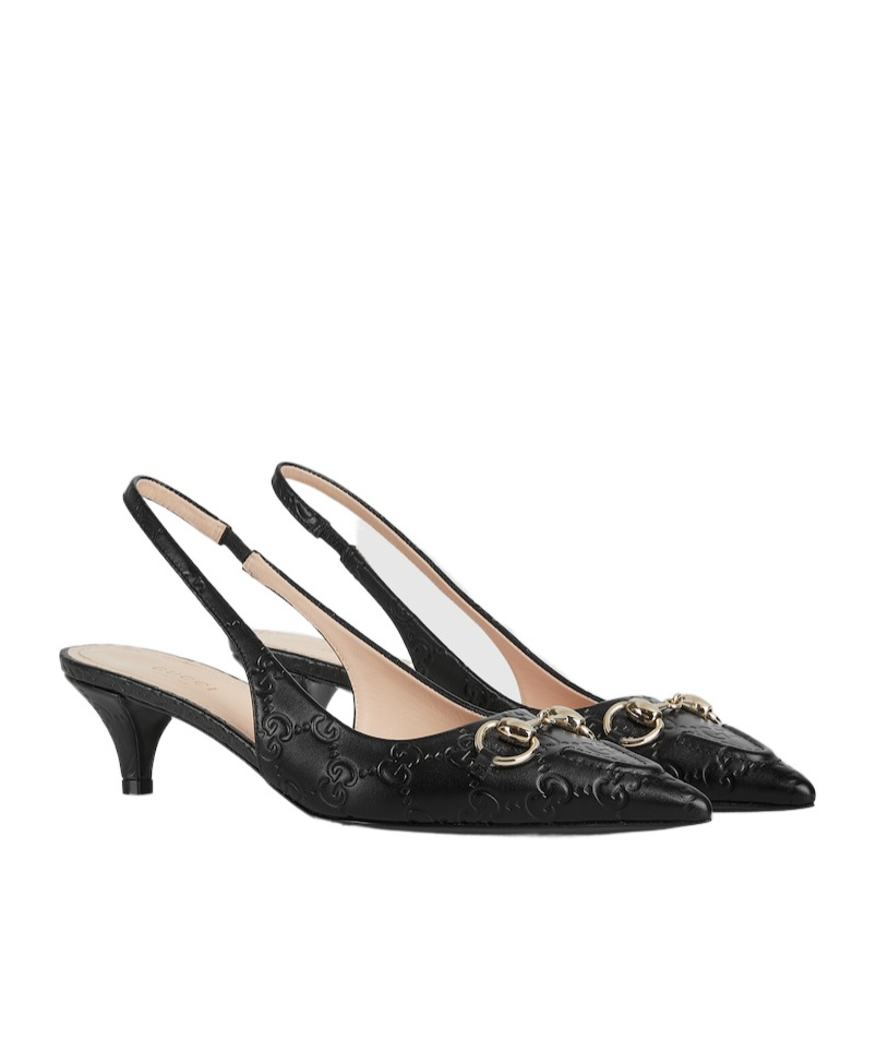 Gucci Horse-collar Button Open-heel Shoes In Black