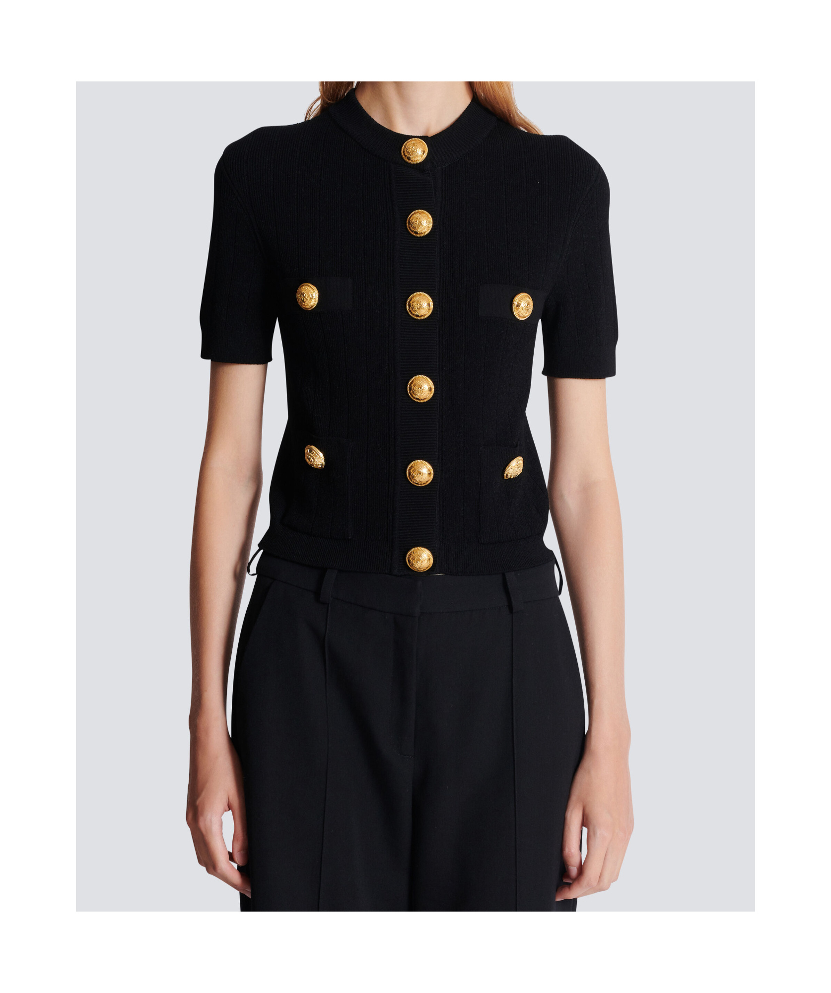 Shop Balmain 4-pocket Knitted Cardigan In Black