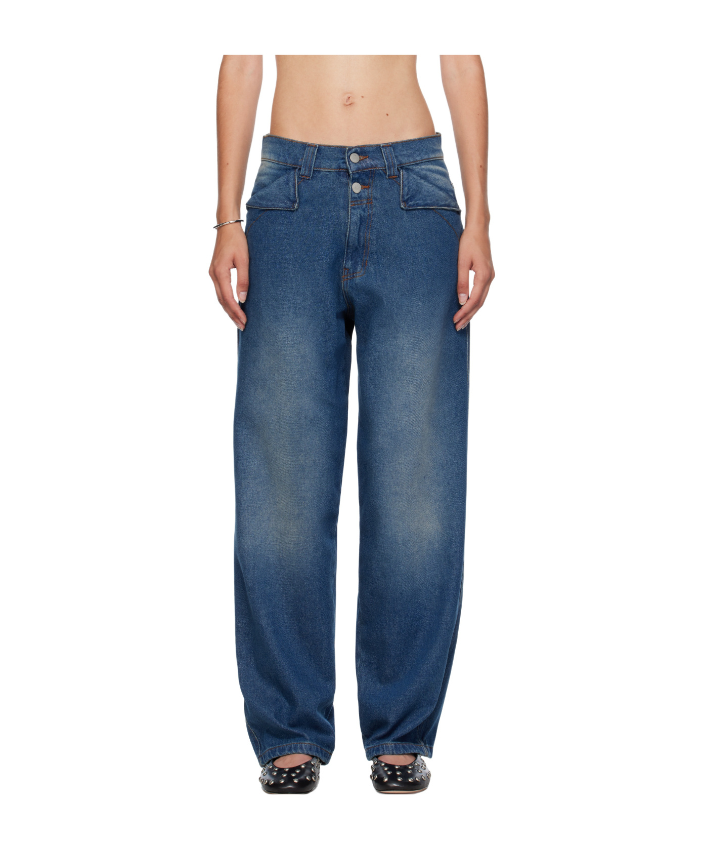 Gimaguas Button-fly Pocket Jeans In Blue