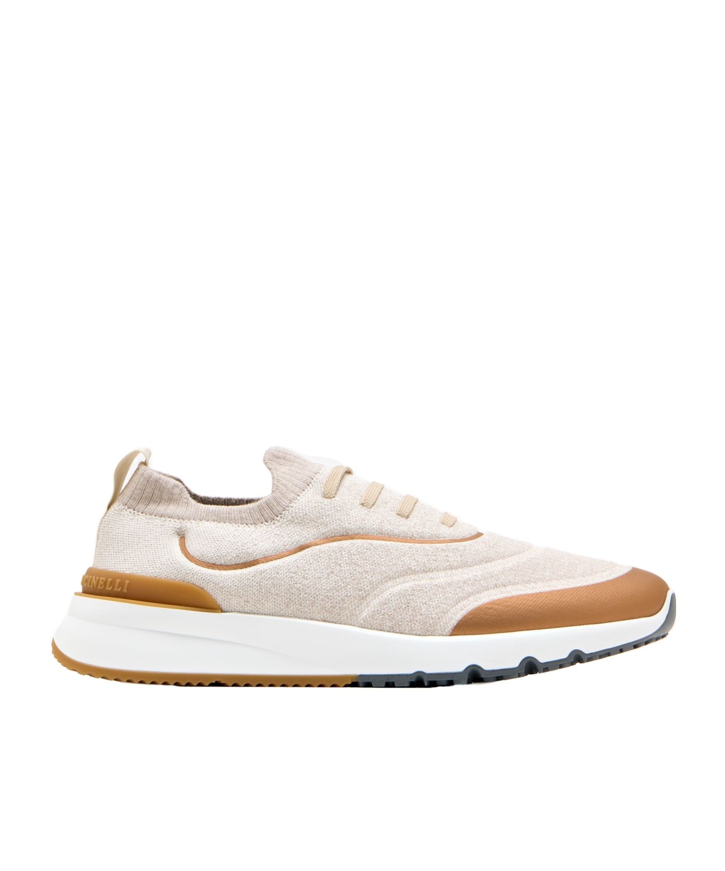 Brunello Cucinelli Canvas Sneakers With Contrasting Toe Cap In White