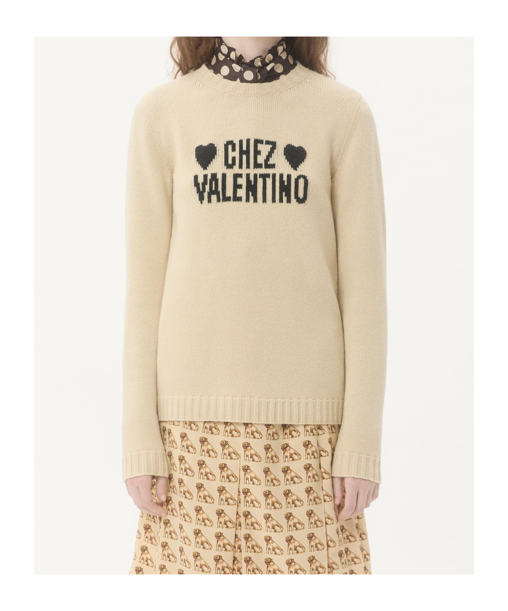 Valentino Chez  Wool Sweater In Neutral