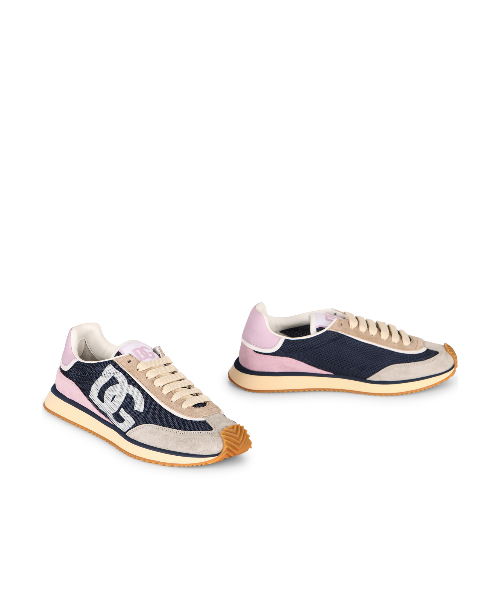 Dolce & Gabbana Cushion Sneakers With Mesh And Suede In Nude