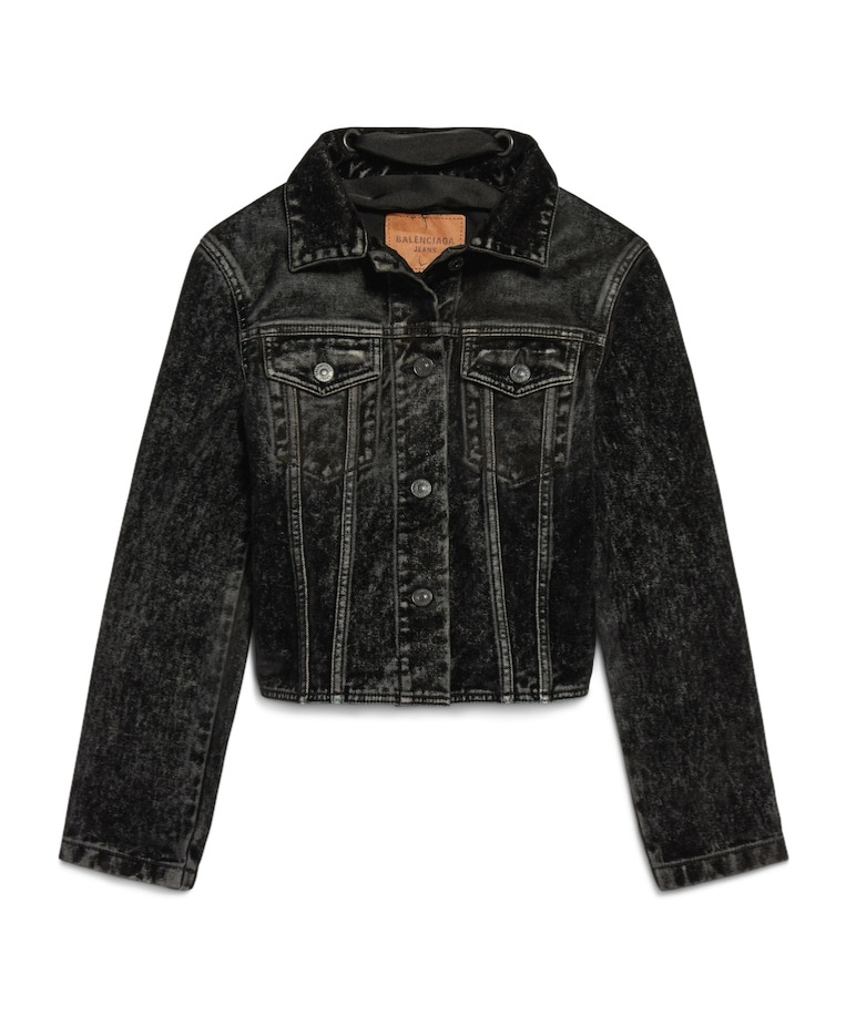 Balenciaga Denim Jacket With Laces In Black