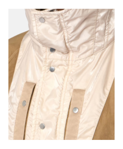 Stone Island Hooded Jacket Nylon Panama With New Silk Light Cookie In Brown