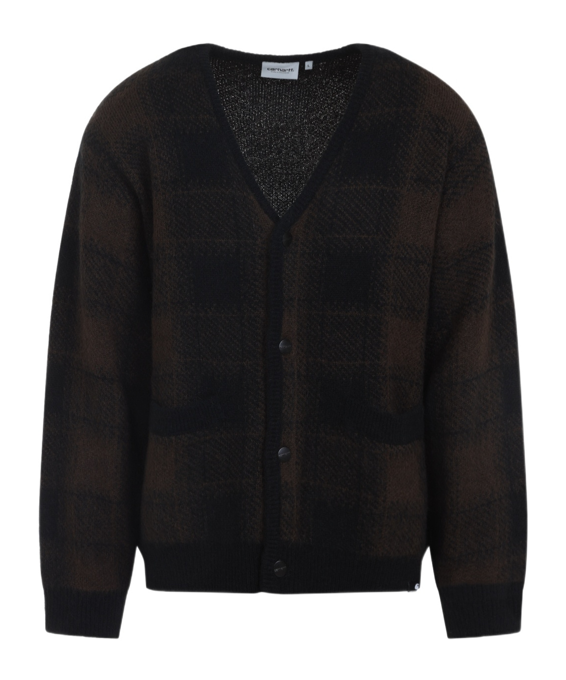Carhartt Checked Pattern Long Sleeve Cardigan In Black