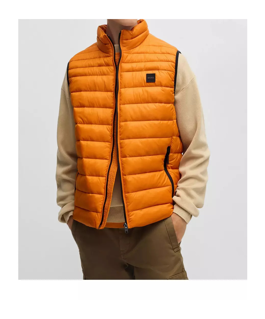Hugo Boss Packable Slim-fit Gilet In Water-repellent Fabric In Orange