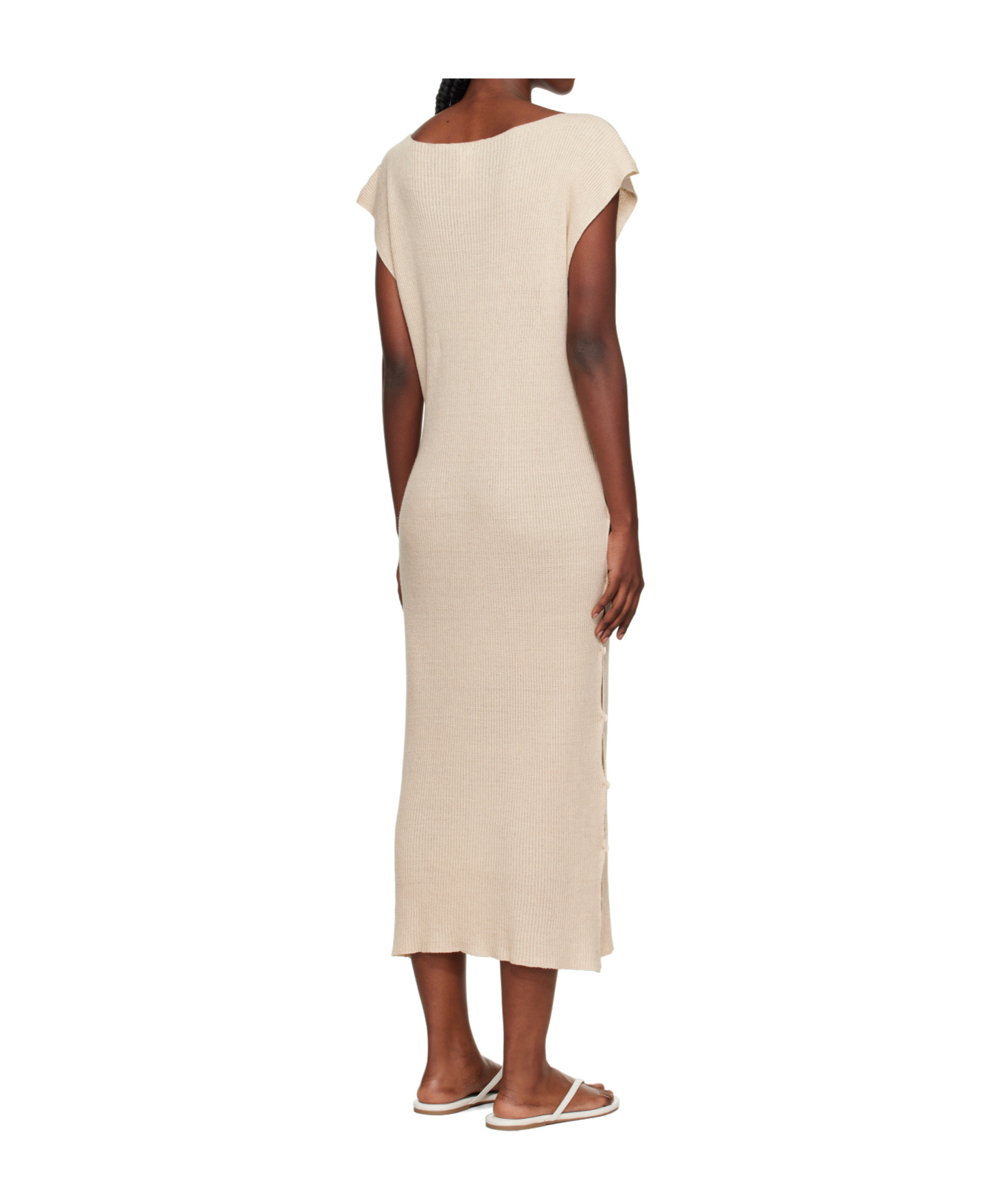 Baserange Boat Neck Knit Dress In Neutral