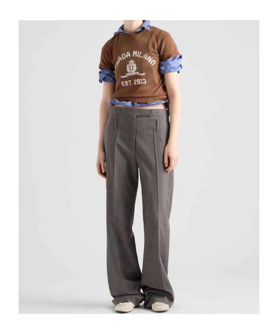 Prada Item O-neck Short-sleeved T-shirt In Brown