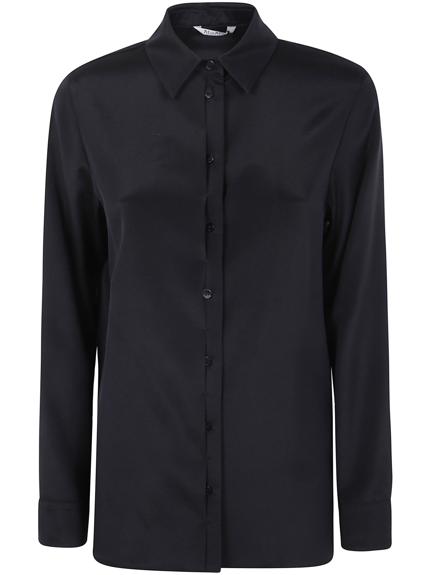 Max Mara Relaxed Fit Black Silk-elastane Blend Shirt In Black