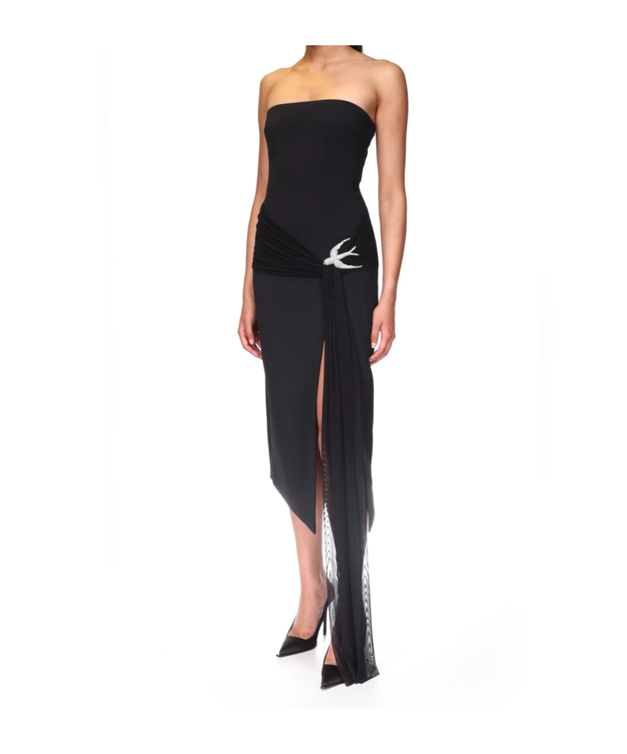 David Koma Sleeveless Midi Dress With Crystal Hummingbird