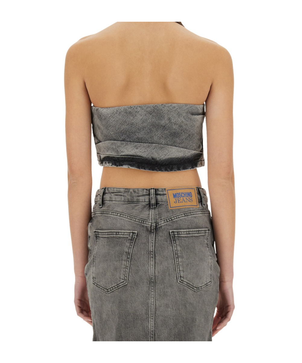 Moschino Denim Skirt With Back Pockets And Belt Loops