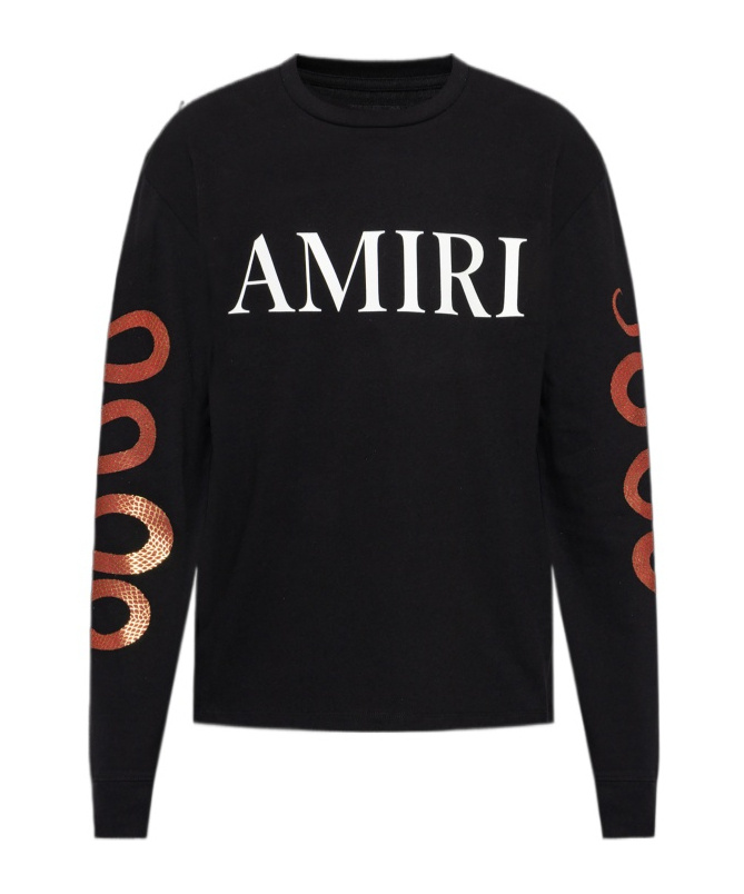 Shop Amiri Logo-print Long-sleeve T-shirt In Black