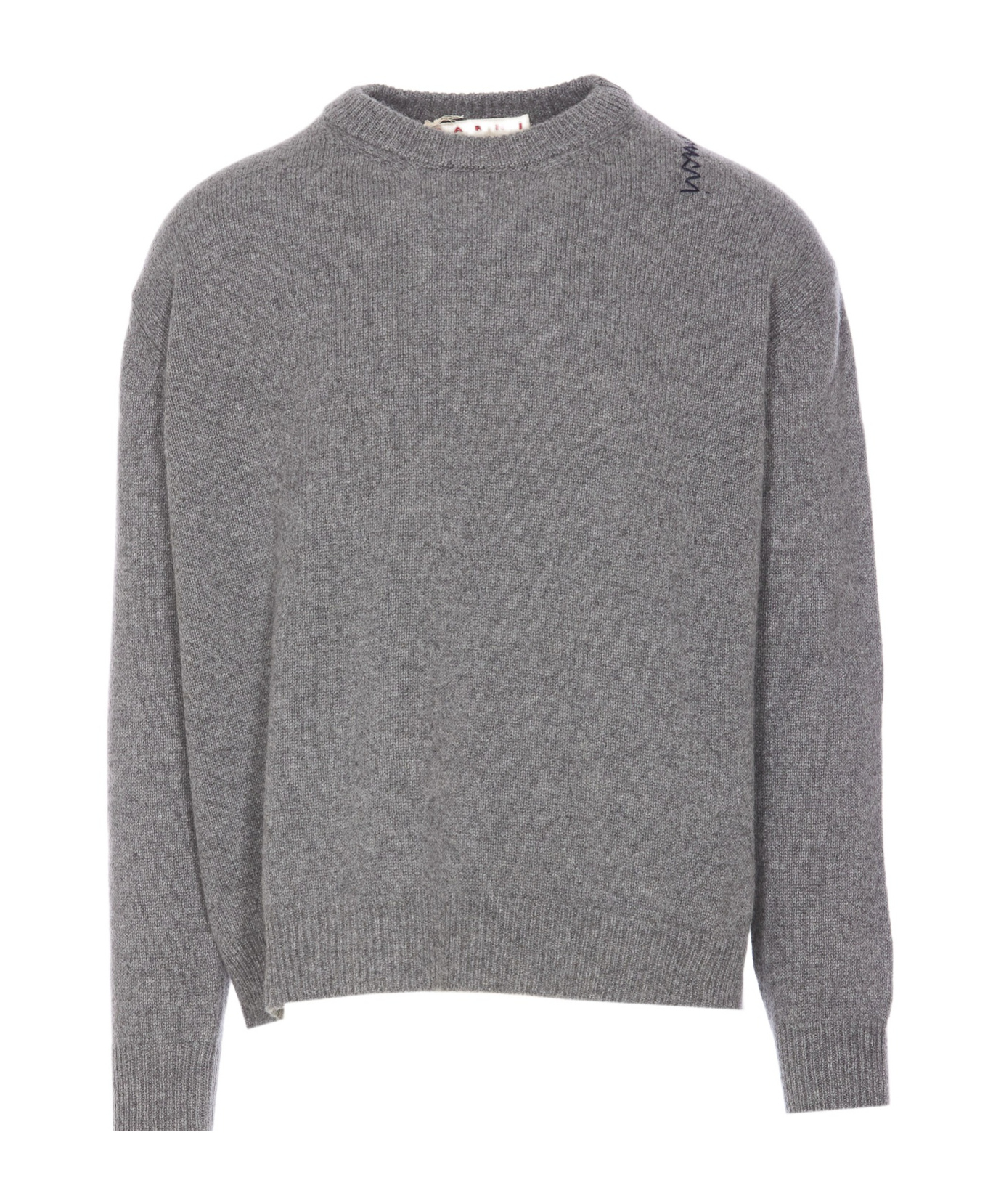 Marni Crew Neck Embroidered Detail Long Sleeves In Gray