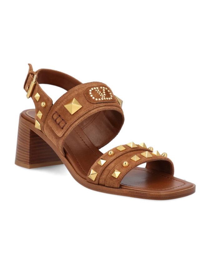Valentino Brown Suede Plaster Caster Sandals In Brown