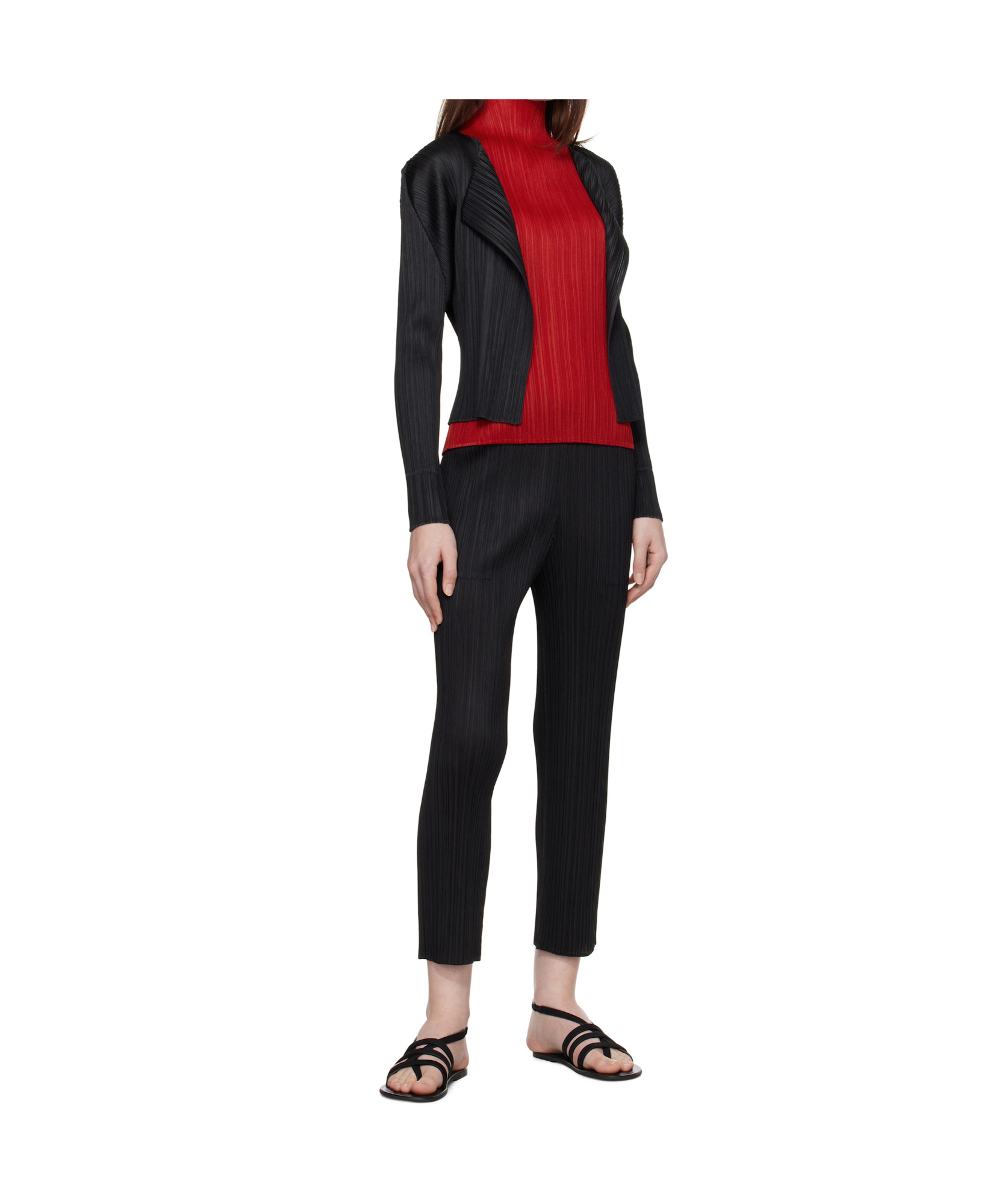 Issey Miyake Technical-pleated Cardigan In Black