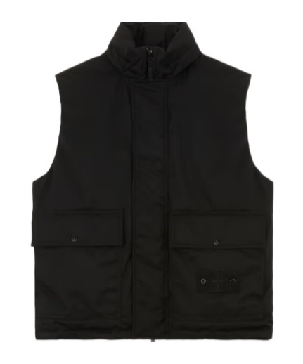 Stone Island Twill Down Vest In Black