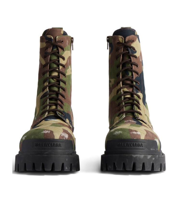 Shop Balenciaga Men's Strike 20mm Boot Camo Print In Dark Green