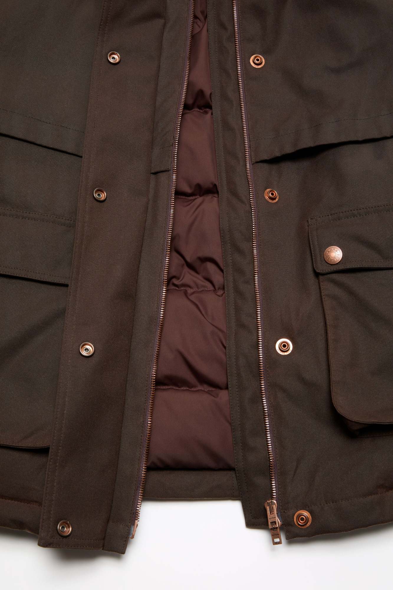 Acne Studios Long-sleeved Down Jacket In Dark Brown