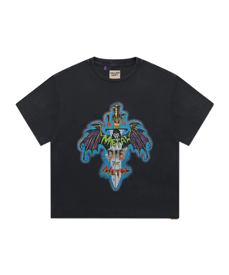 Gallery Dept. Live For Metal Cotton T-shirt In Black