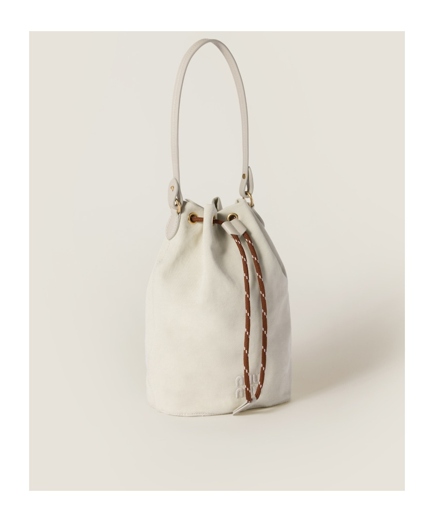 Miu Miu Gabardine Sachet In Plaster White/chalk White
