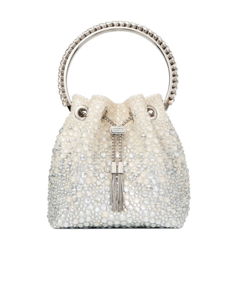 Jimmy Choo Bon Bon Bucket Bag In White