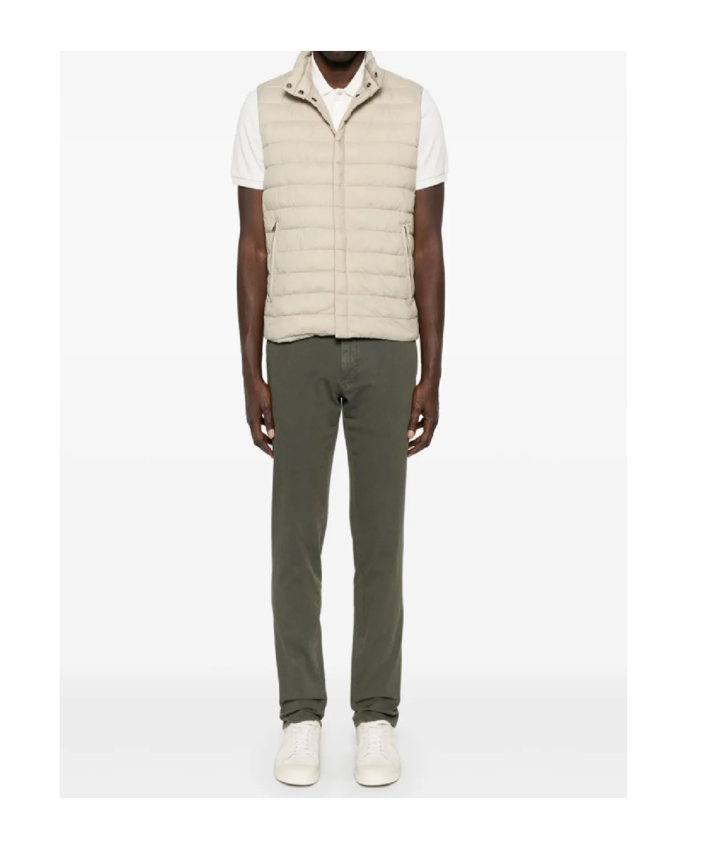 Herno Sleeveless High Neck Padded Jacket With Zip Pockets In Neutral
