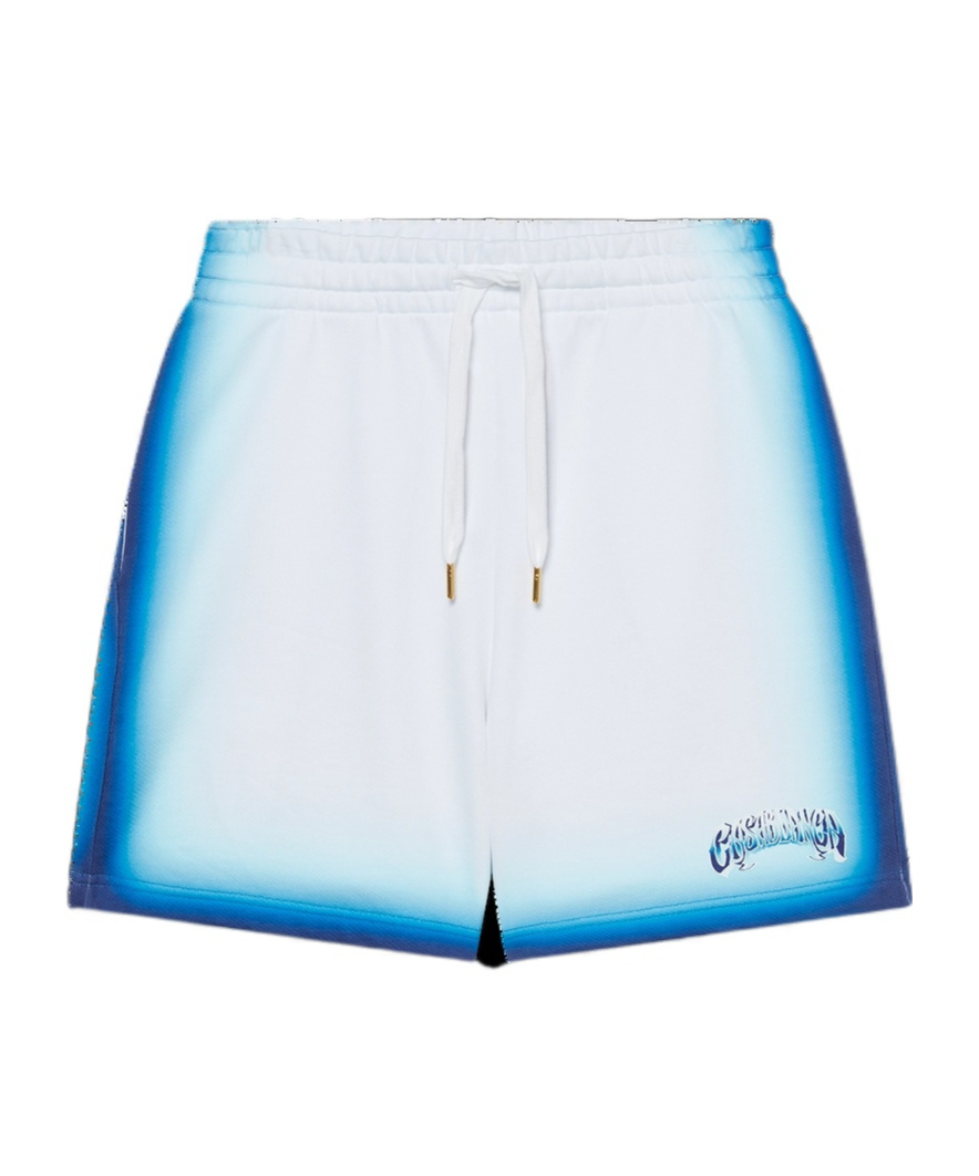 Casablanca White Swim Shorts With Elastic Waist And Logo Print On The Front In Tech Fabric Man In White