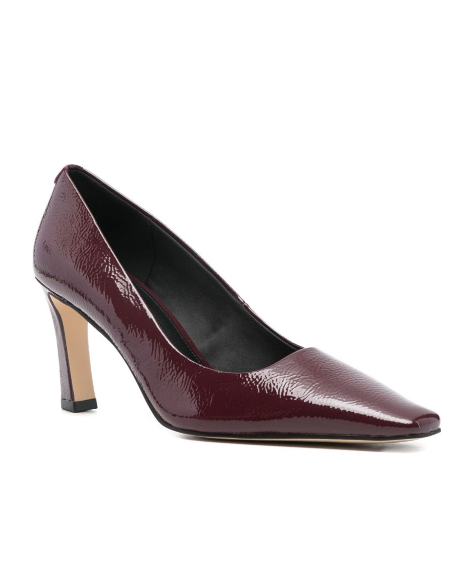 Michael Kors Mid-heel Pumps In Calfskin With Glossy Finish In Burgundy