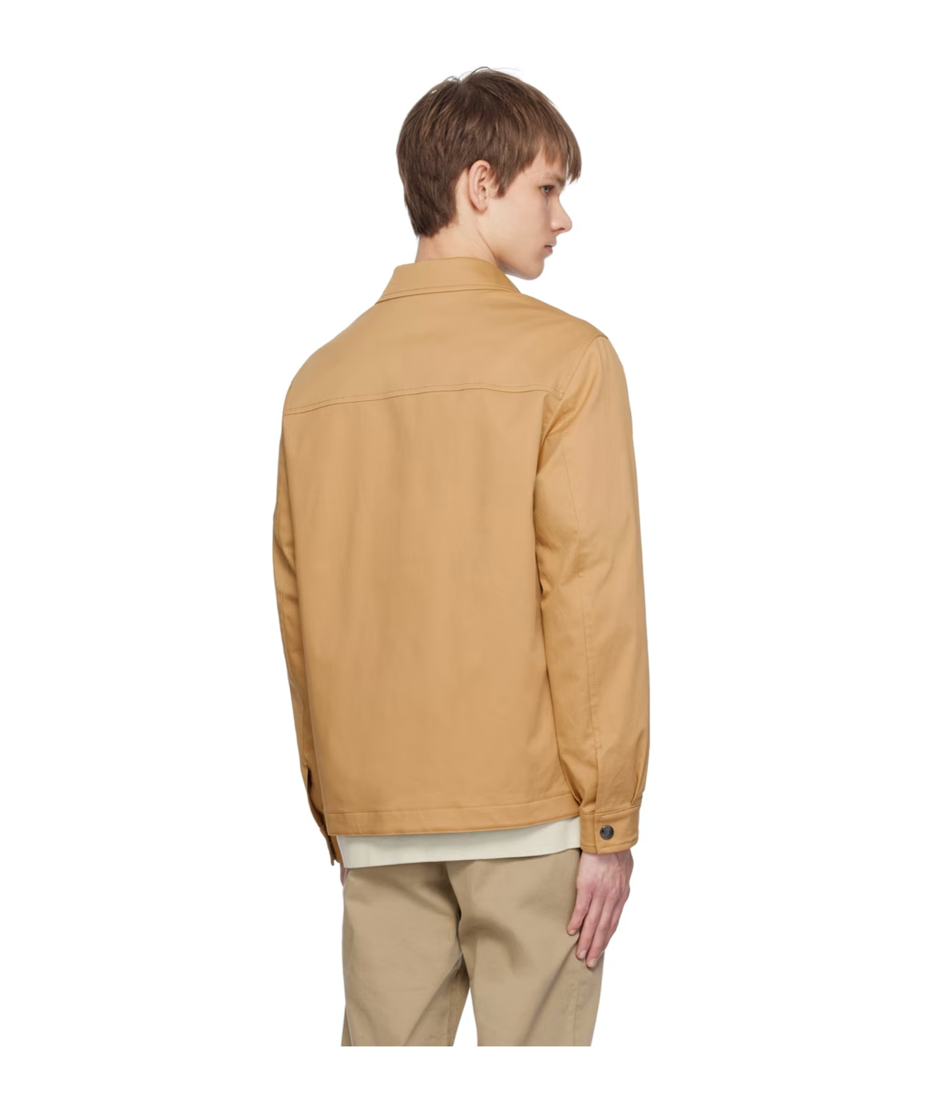 Hugo Boss Relaxed-fit Snap Casual Jacket In Brown