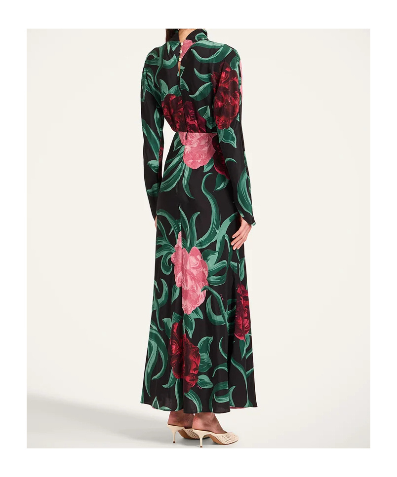 La Doublej Gilda Floral Maxi Dress In Black