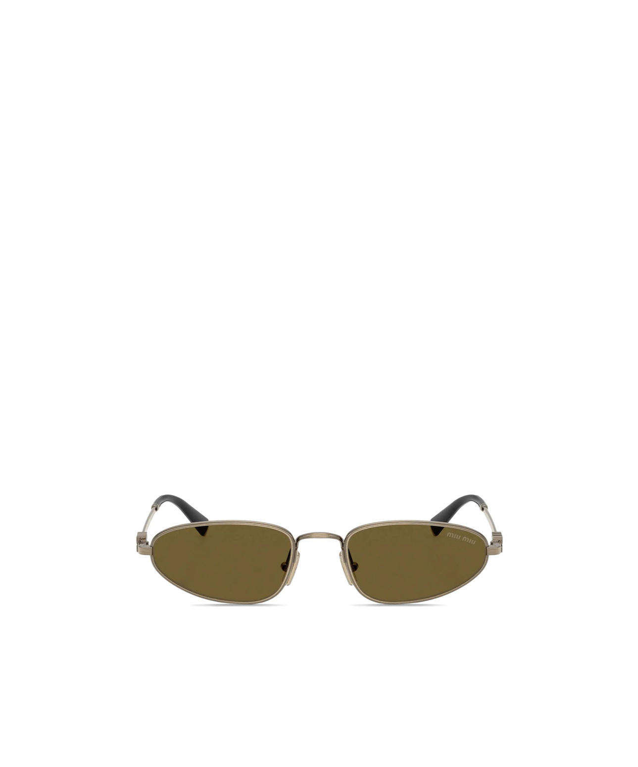 Miu Miu Logo Metal Oval Sunglasses In Green