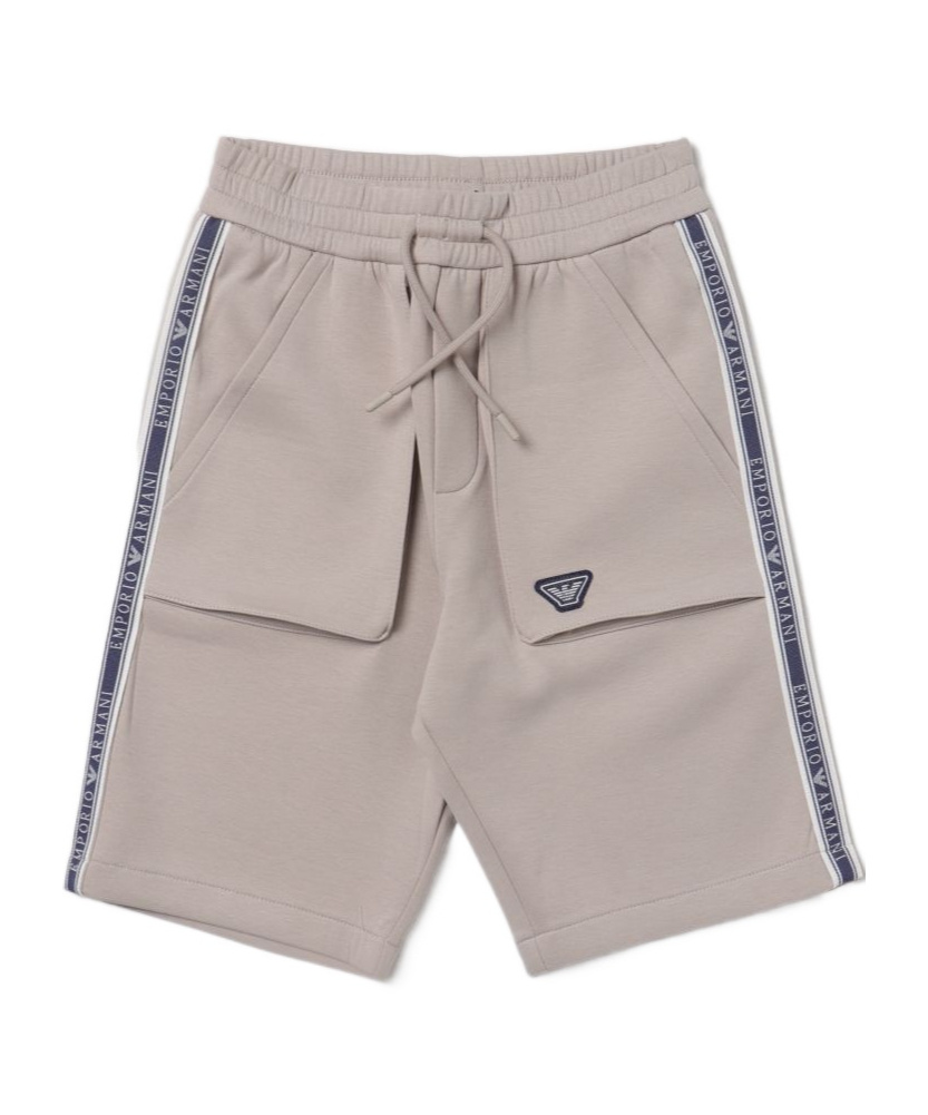 Emporio Armani Logo-stripe Track Shorts In Nude