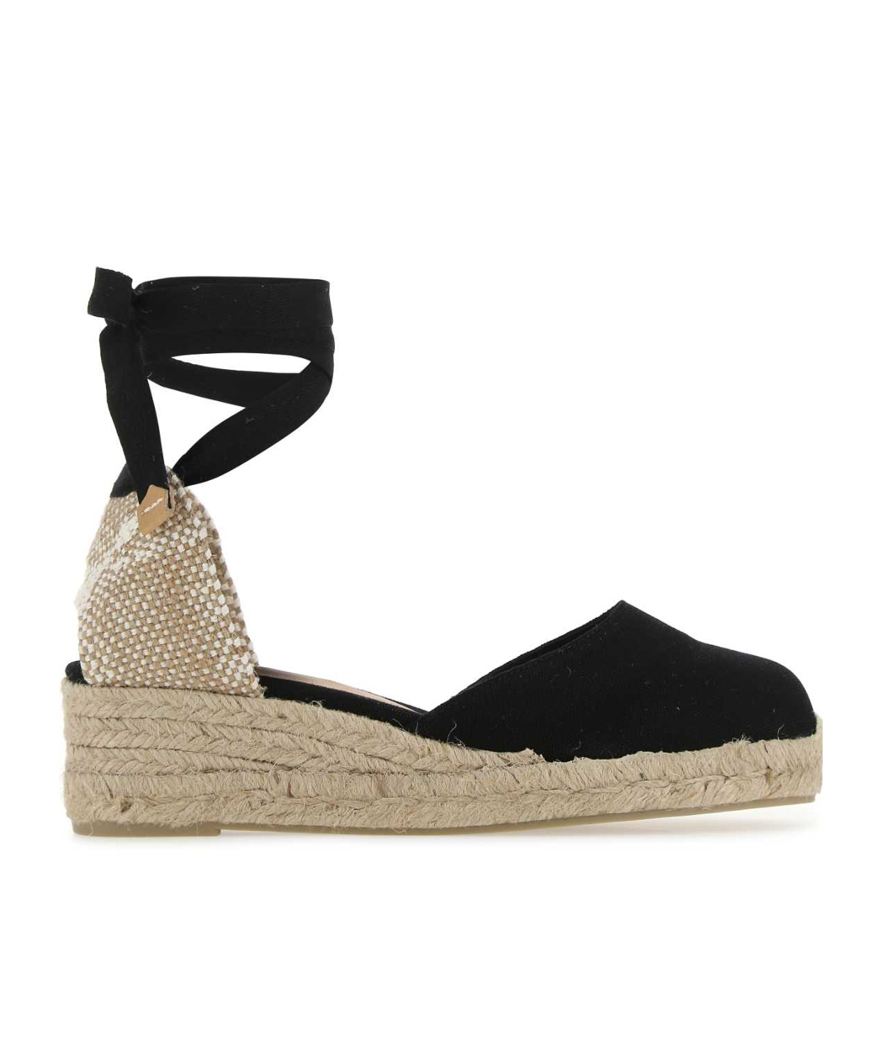 Castaã±er Canvas Carina Closed Toe Espadrille Wedges In Black