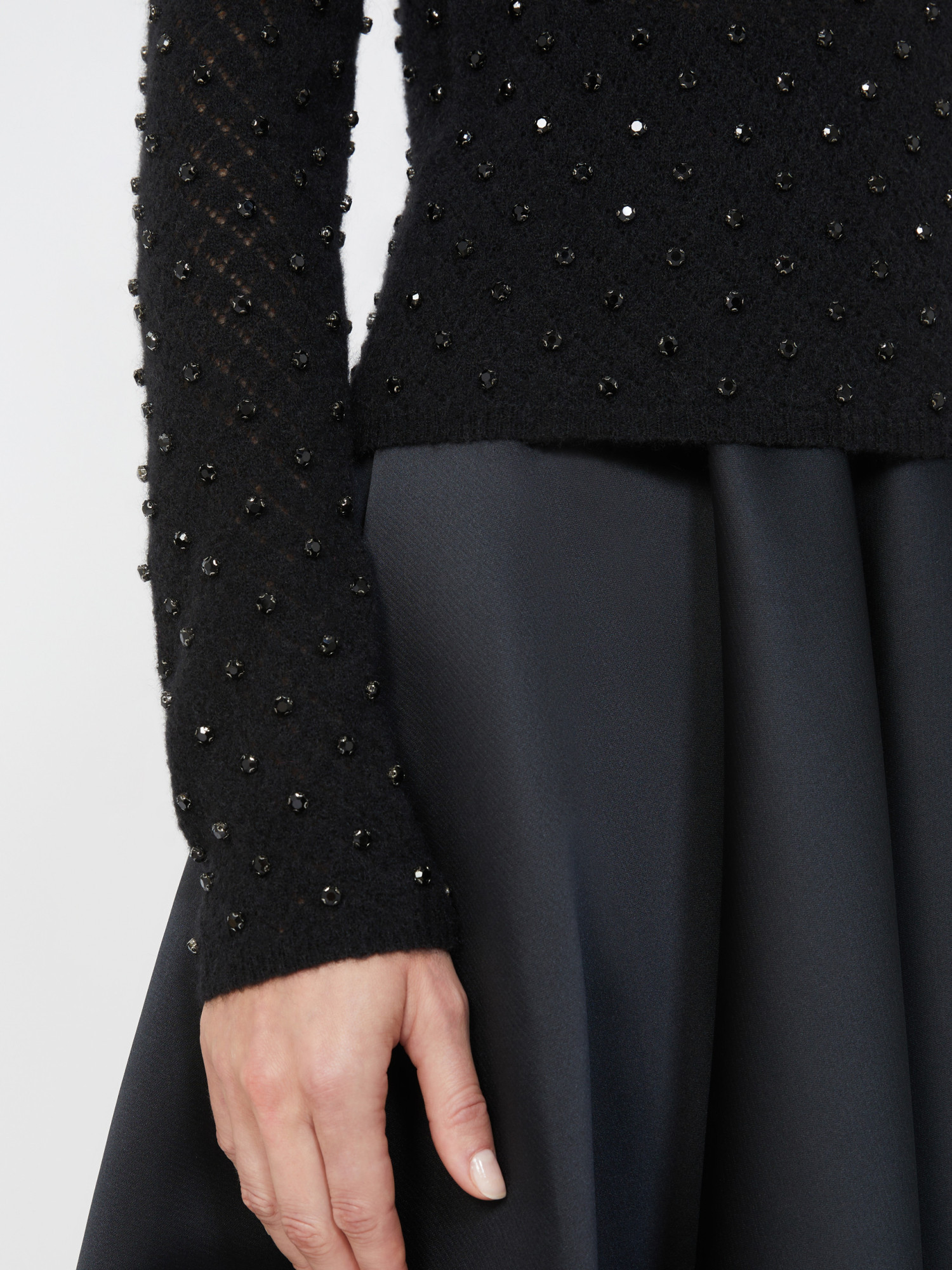 Max Mara Embroidered Wool And Mohair Yarn Sweater In Black