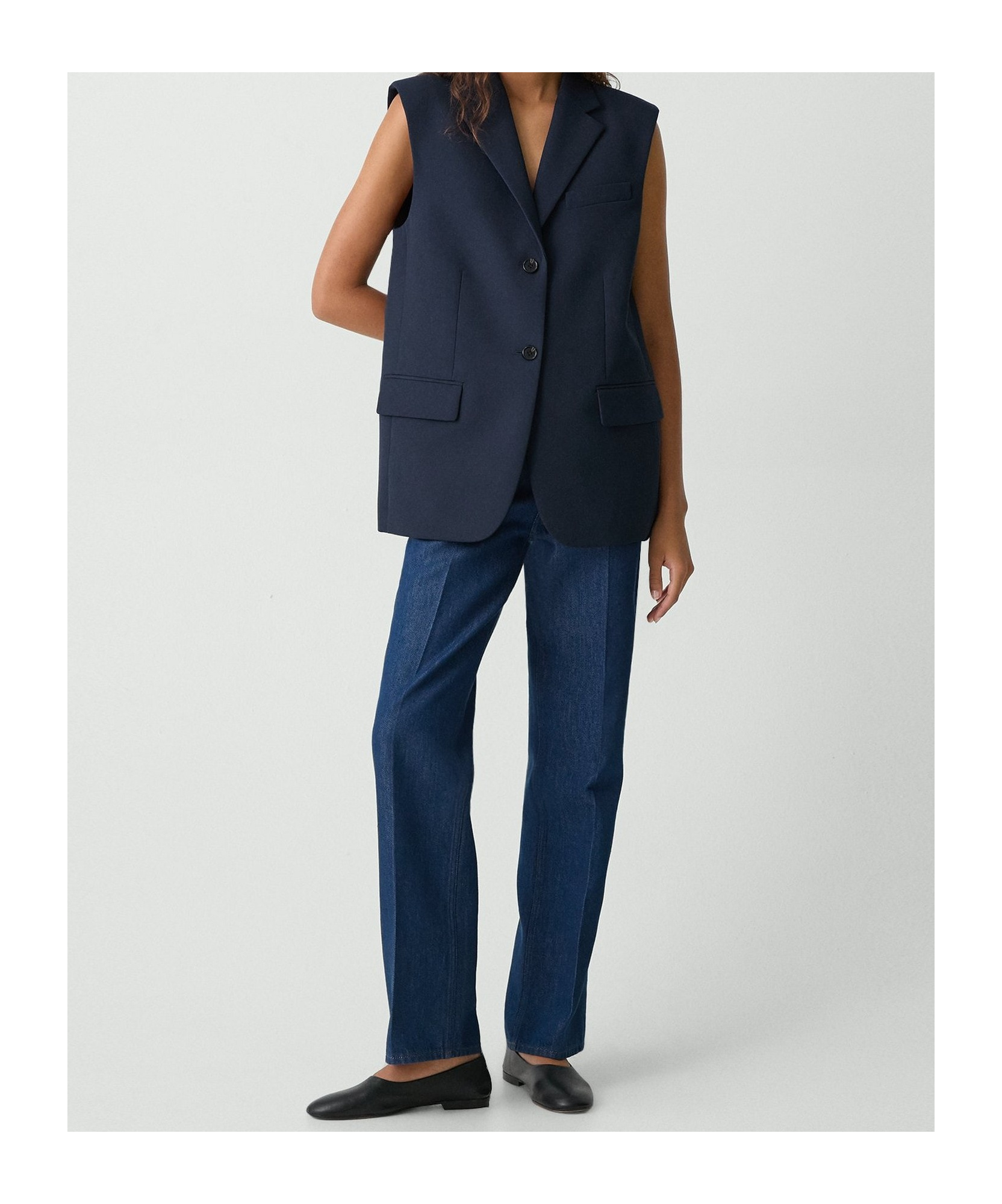 Theory Oversized Vest In Wool-blend In Blue