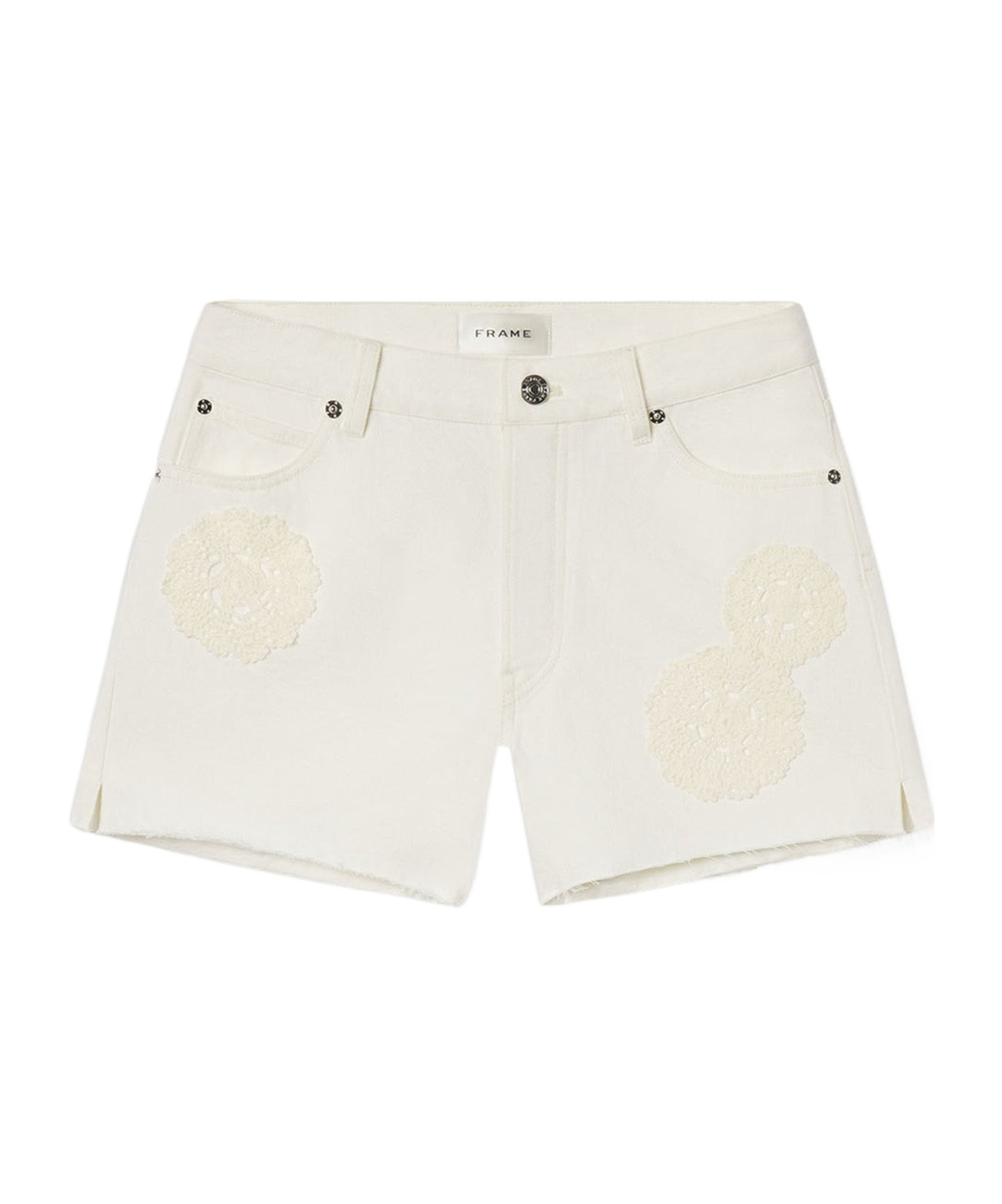 Frame Crochet Detail Shorts In White