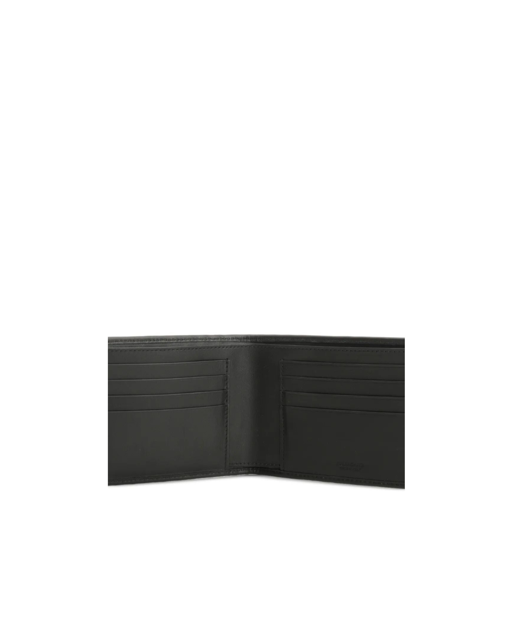 Ferragamo Two-tone Woven Leather Bi-fold Wallet In Brown