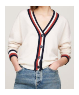 TOMMY HILFIGER STRIPED WOOL CARDIGAN 